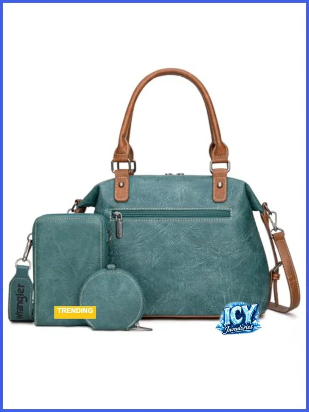 3-Piece Faux Leather Doctor Bag Set with Top Handle, Satchel, Cell Phone Bag &
